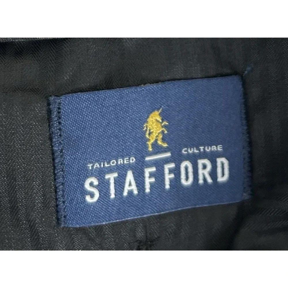 NWT Men's Stafford Blue Glen Plaid Dress Pants‎ Sz 36x32 Flat Front Stretch
